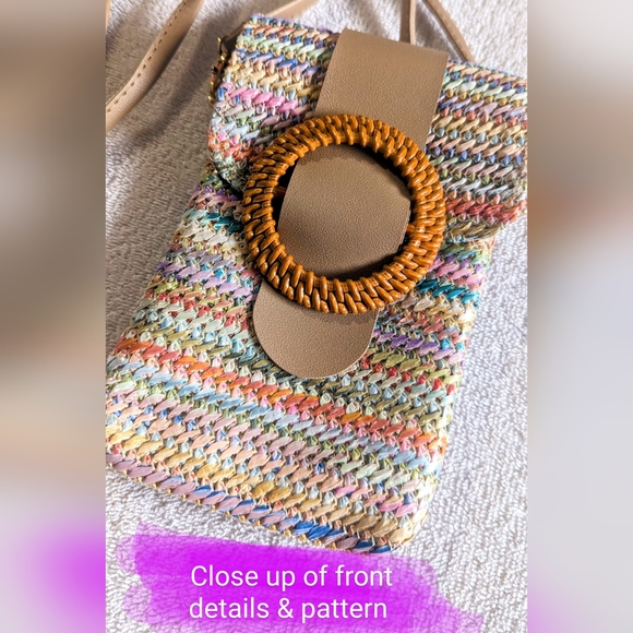 🎉 Weaved style clutch, BNWOT shoulder, phone purse, vivid multi color pattern - Picture 8 of 10